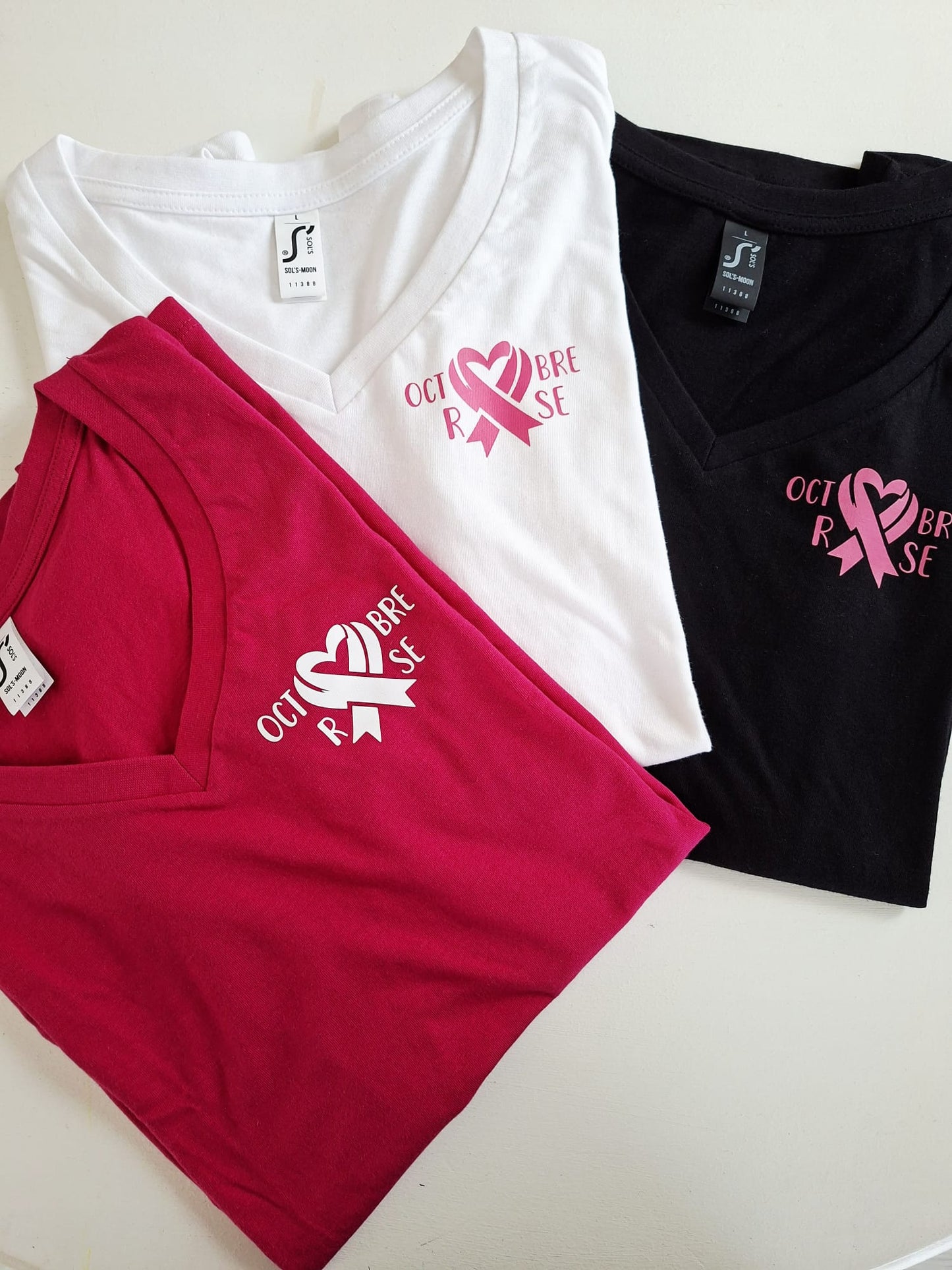 Tee-shirt col V Octobre Rose