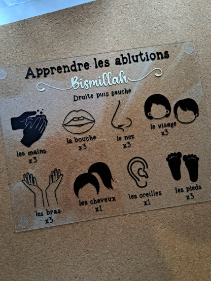 Pancarte acrylique apprentissage petites et grandes ablutions