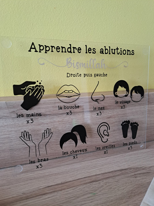 Pancarte acrylique apprentissage petites et grandes ablutions