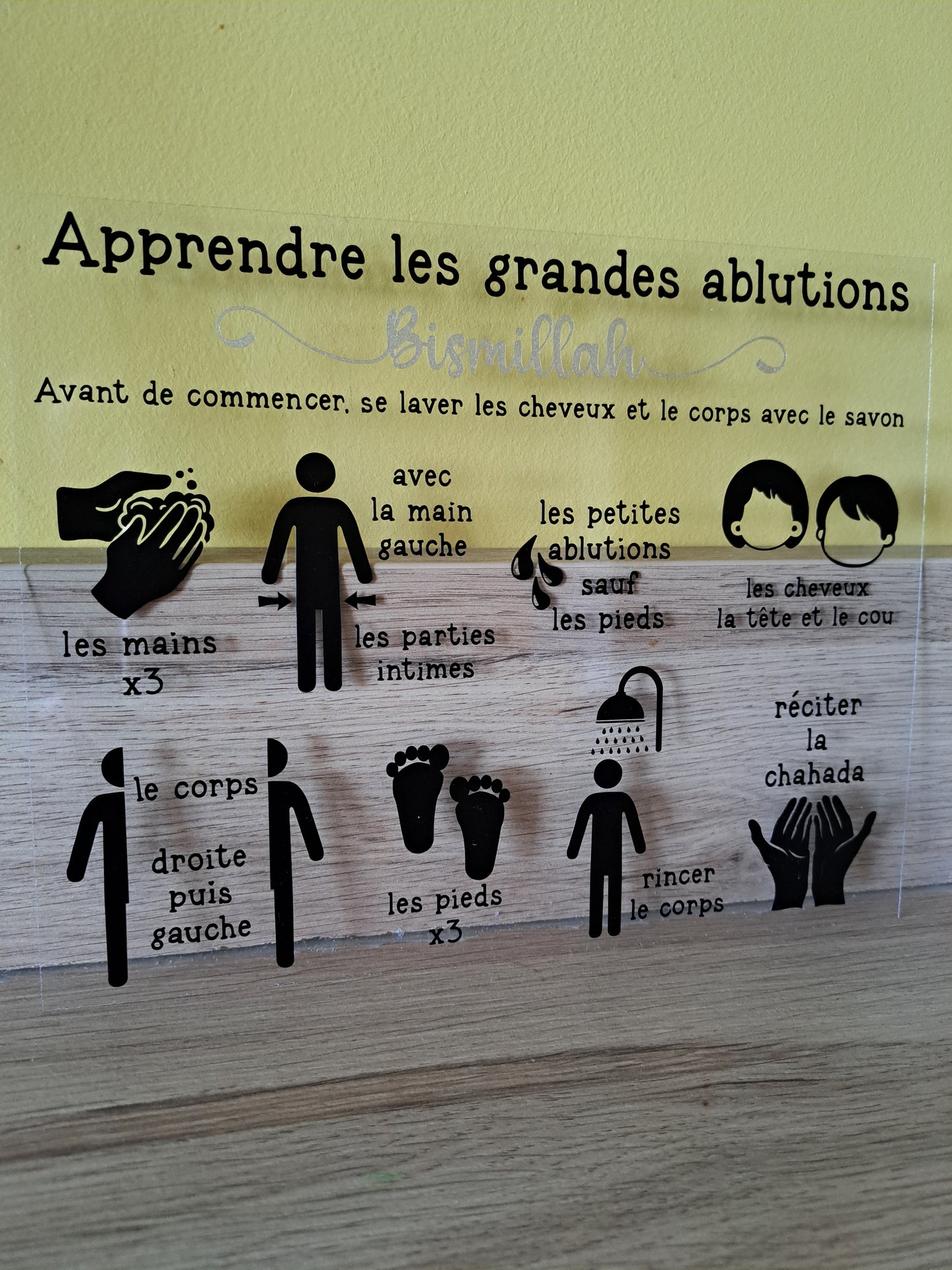 Pancarte acrylique apprentissage petites et grandes ablutions