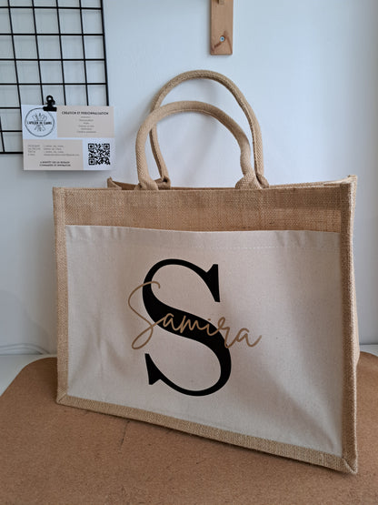 Sac toile de jute prénom