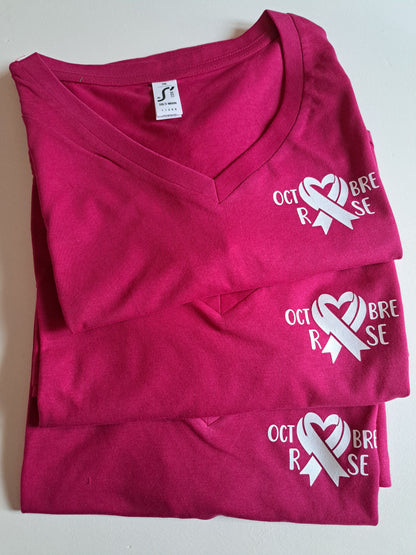 Tee-shirt col V Octobre Rose