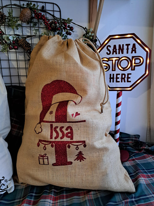 Hotte de Noël toile de jute