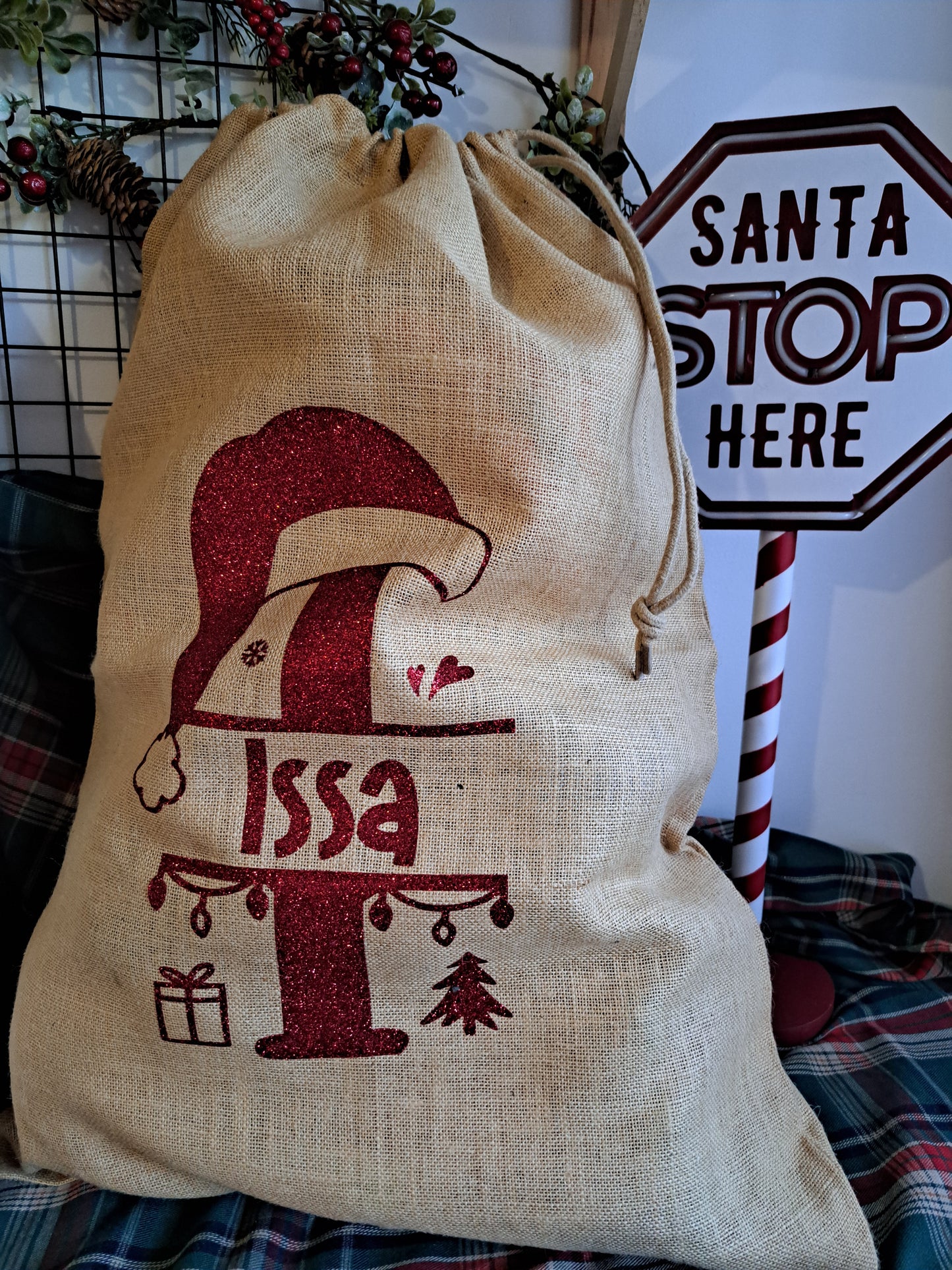 Hotte de Noël toile de jute