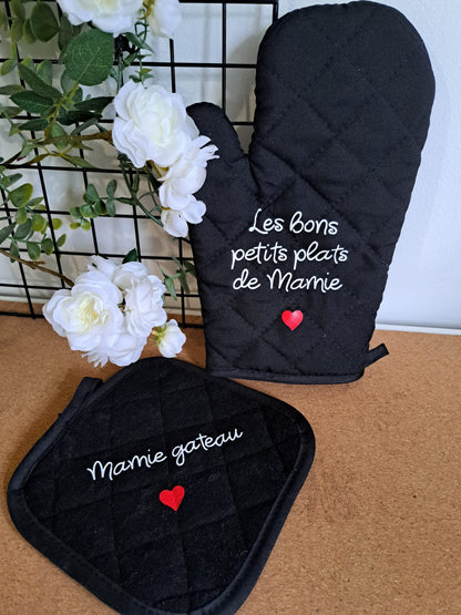 Ensemble gants de cuisine mamie