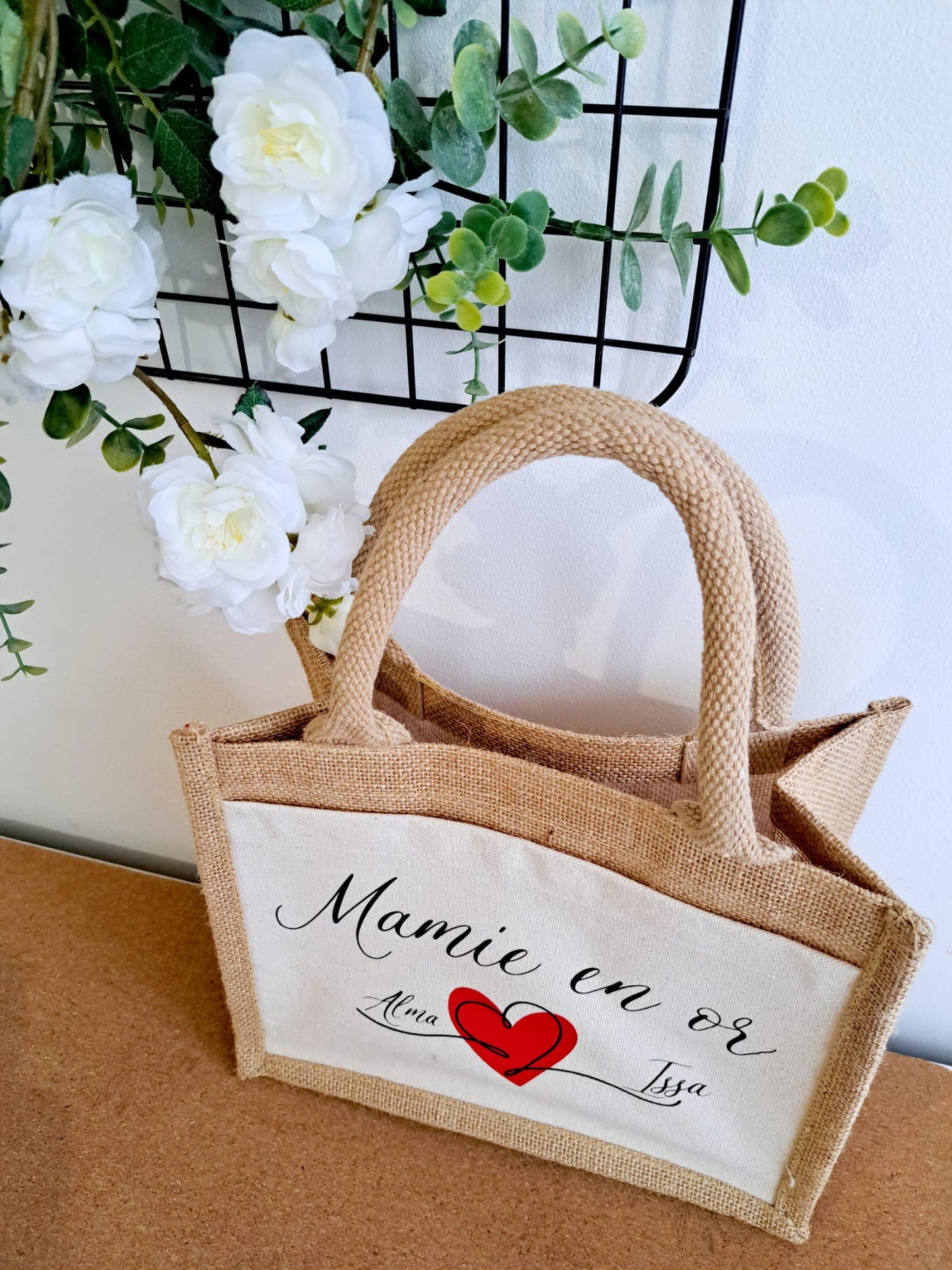 Sac toile de jute "Mamie en or"