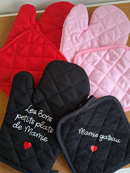 Ensemble gants de cuisine mamie