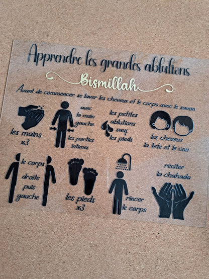 Pancarte acrylique apprentissage petites et grandes ablutions
