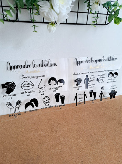 Pancarte acrylique apprentissage petites et grandes ablutions