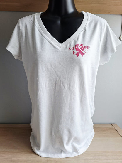 Tee-shirt col V Octobre Rose