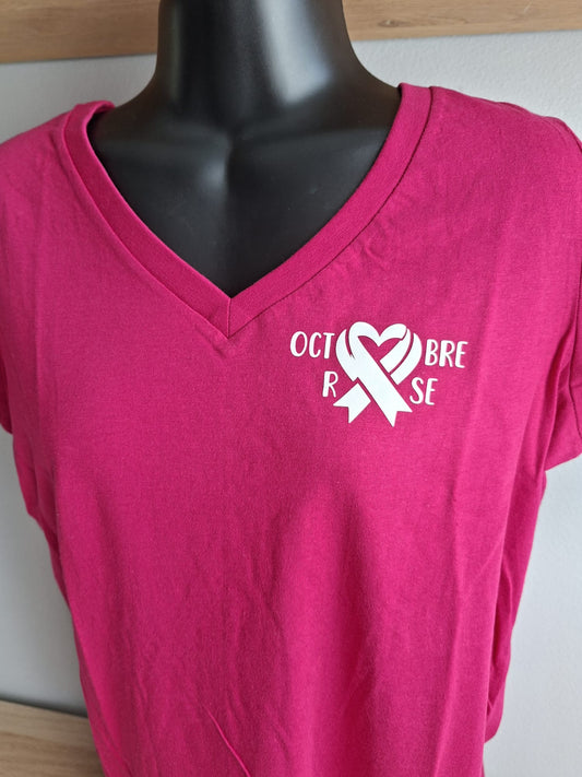 Tee-shirt col V Octobre Rose