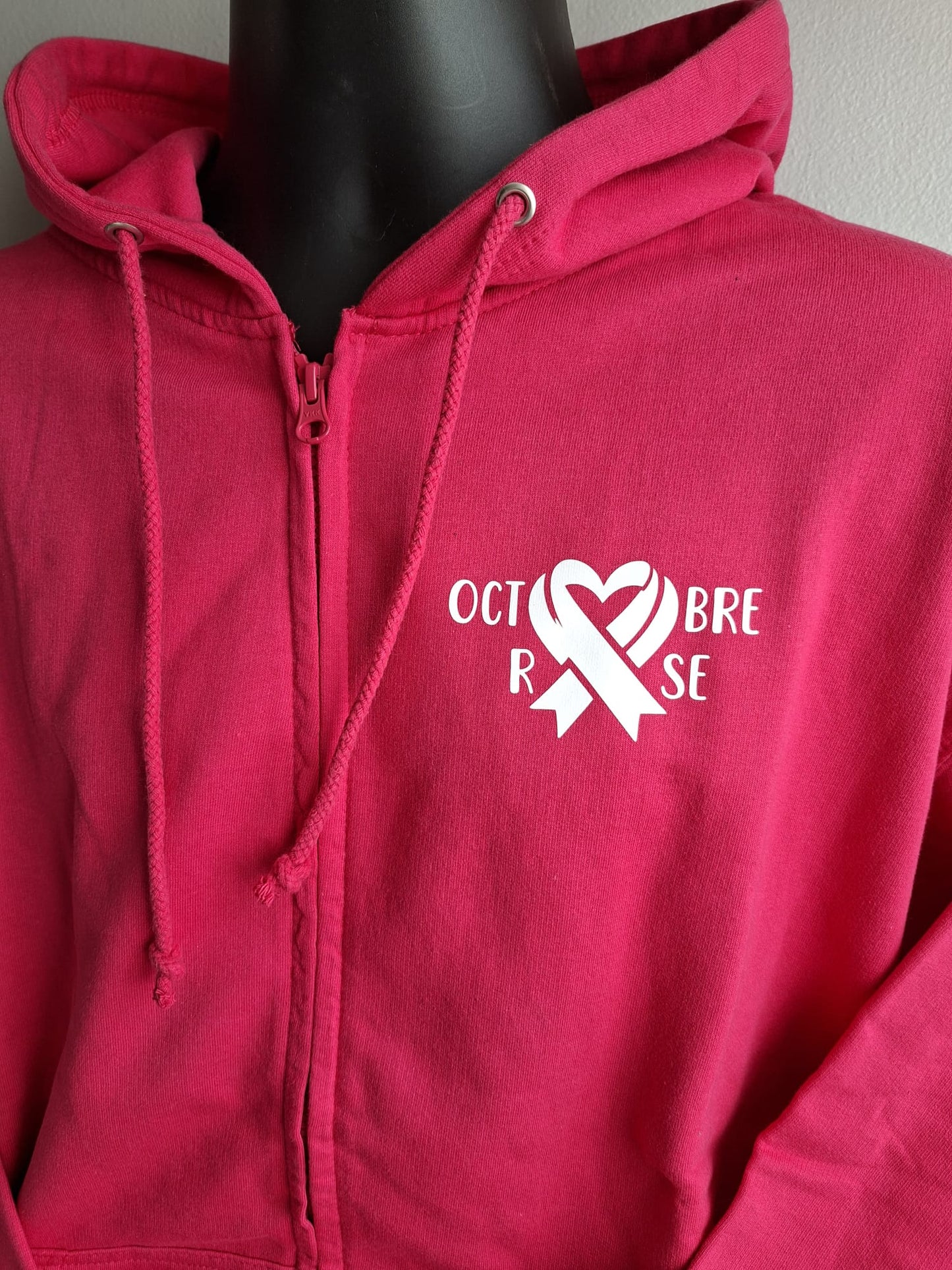 Sweat zippé à capuche Octobre Rose