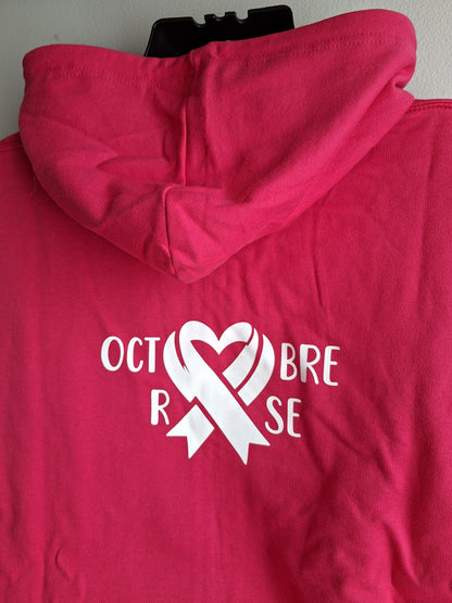 Sweat zippé à capuche Octobre Rose
