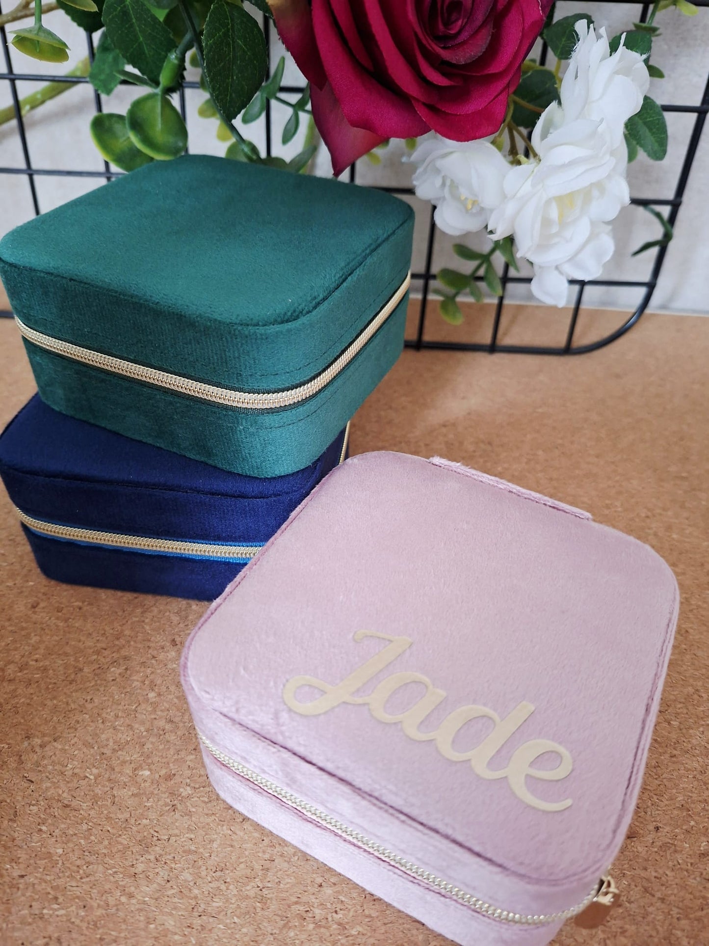Boîte à bijoux velours à personnaliser