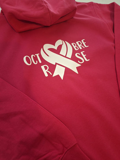 Sweat zippé à capuche Octobre Rose