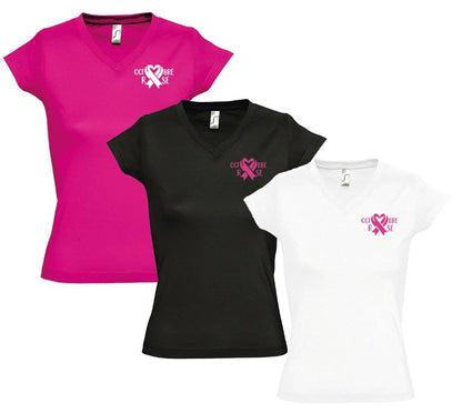 Tee-shirt col V Octobre Rose