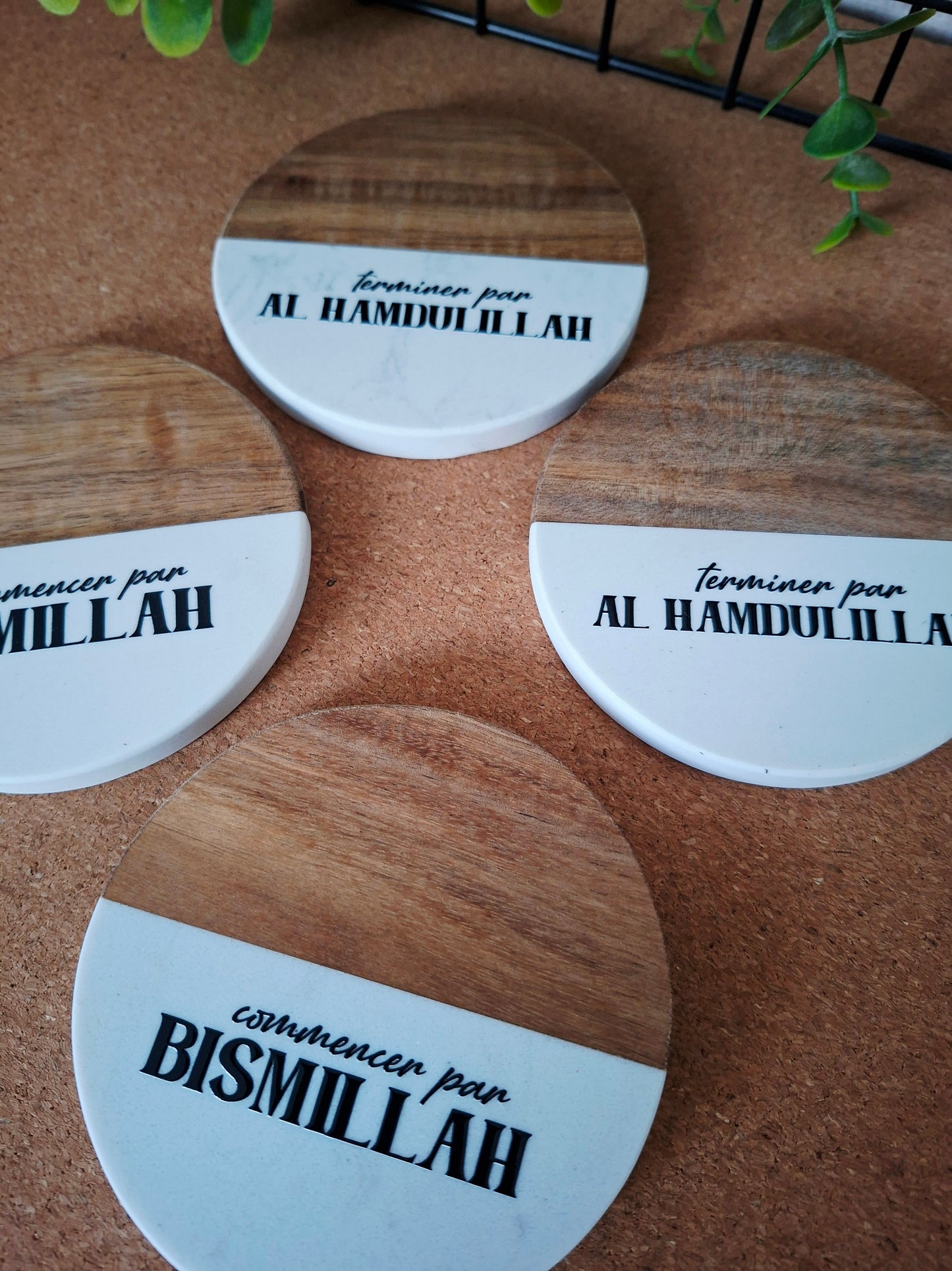 4 dessous de verre Bismillah - Al Hamdulillah