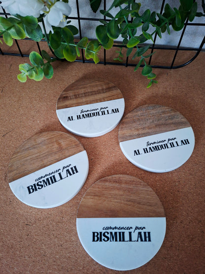 4 dessous de verre Bismillah - Al Hamdulillah